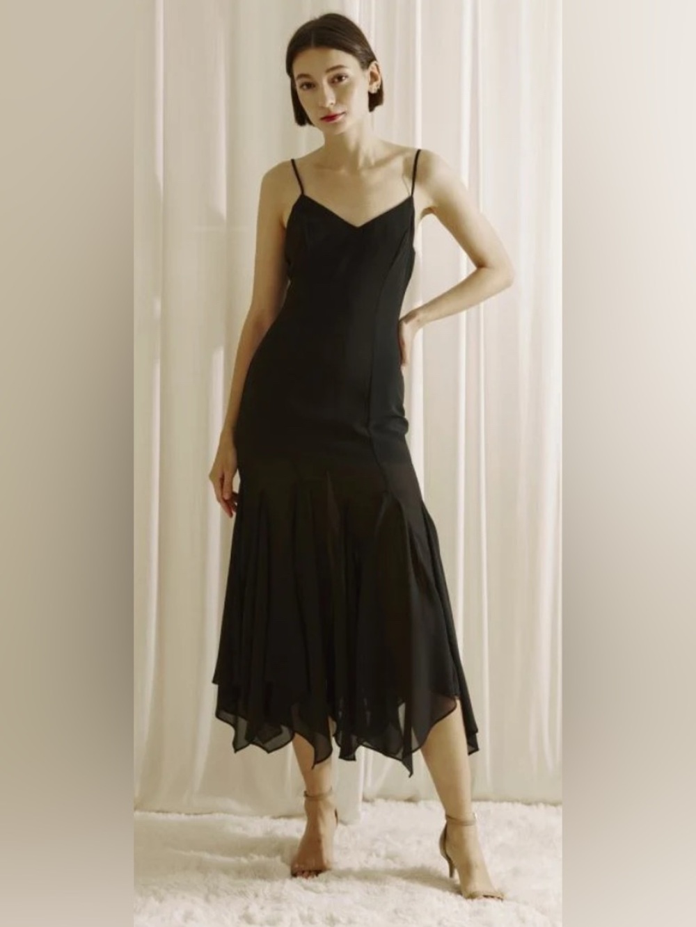 Sisley Vintage Asymmetrical Hem Slip Dress